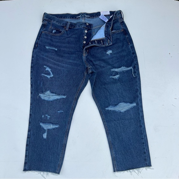 NEW! Old Navy high-rise slouchy crop jean raw hem button front 5-pocket style - Picture 13 of 13